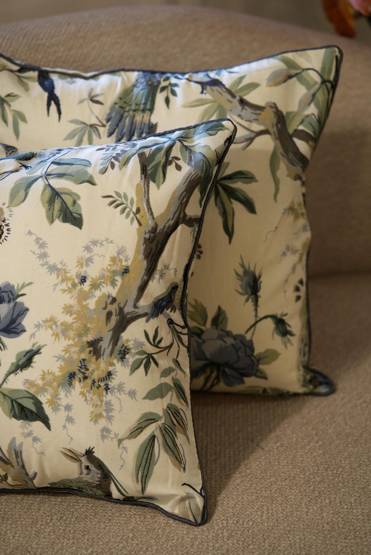 The Blue Peonies - Cotton Cushion cover