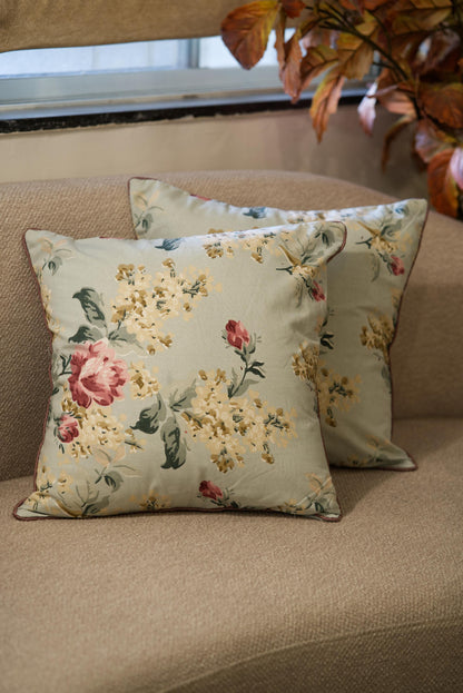 The Pale Peonies Blue - Cotton Cushion covers