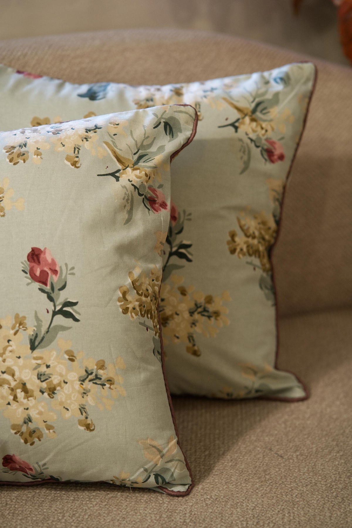 The Pale Peonies Blue - Cotton Cushion covers