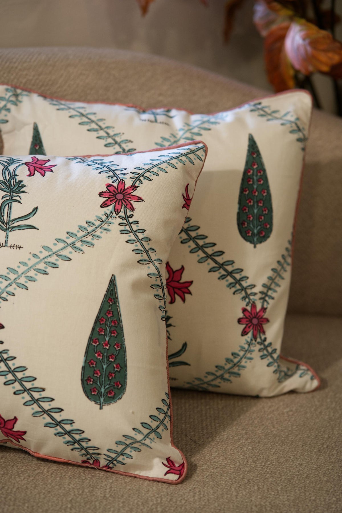 The Red Paisley - Cotton Cushion cover