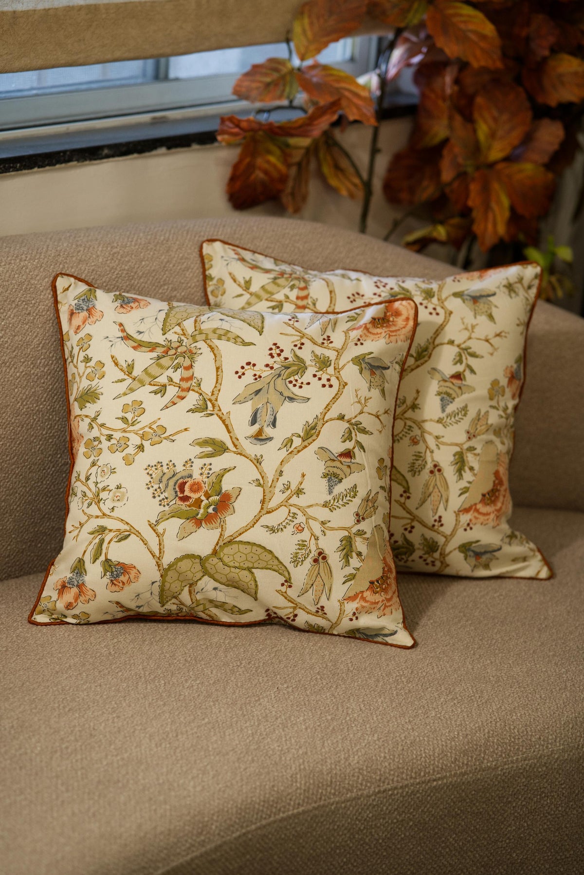 The Peachy Floral - Cotton Cushion cover