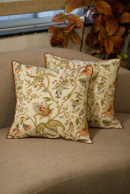 The Peachy Floral - Cotton Cushion cover