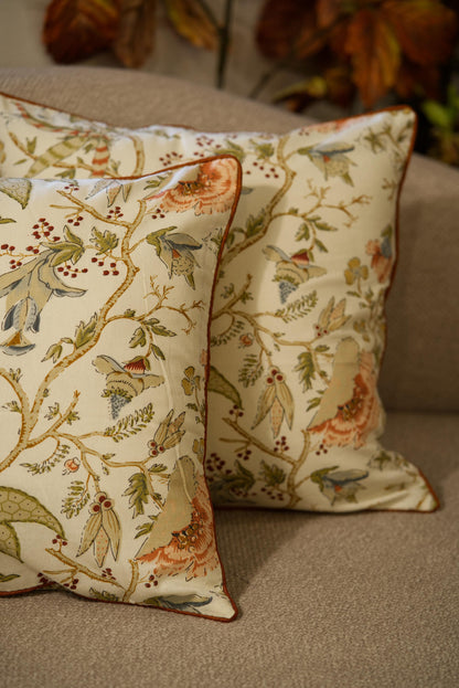 The Peachy Floral - Cotton Cushion cover