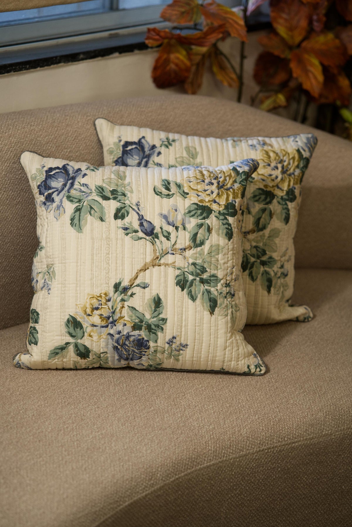 The Blue branch - Quilted Cushion cover