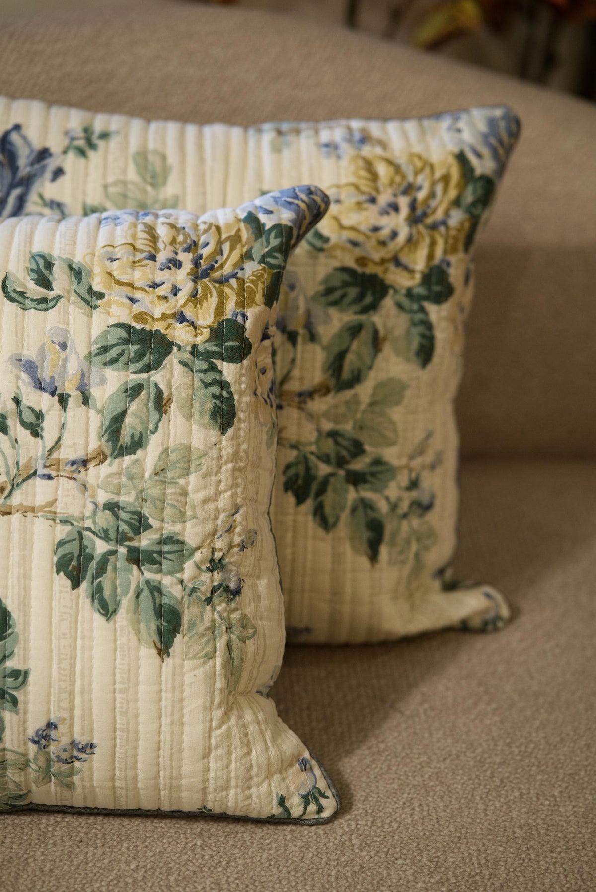The Blue branch - Quilted Cushion cover