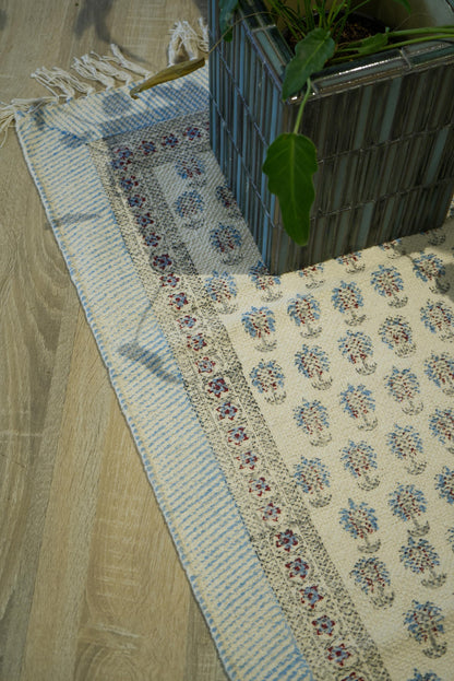 Blue Floral Floor rug - small