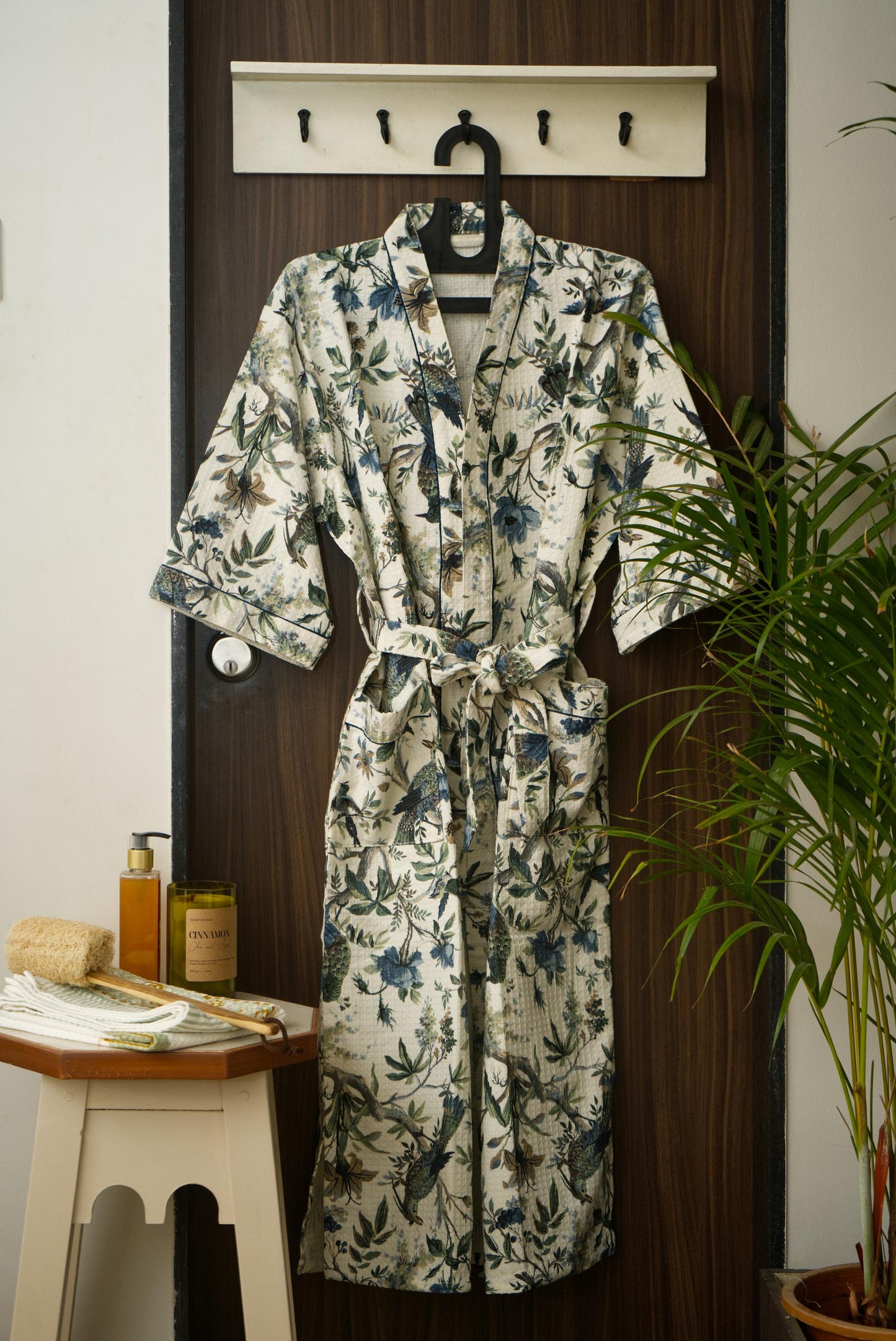 The Blue floral bathrobe