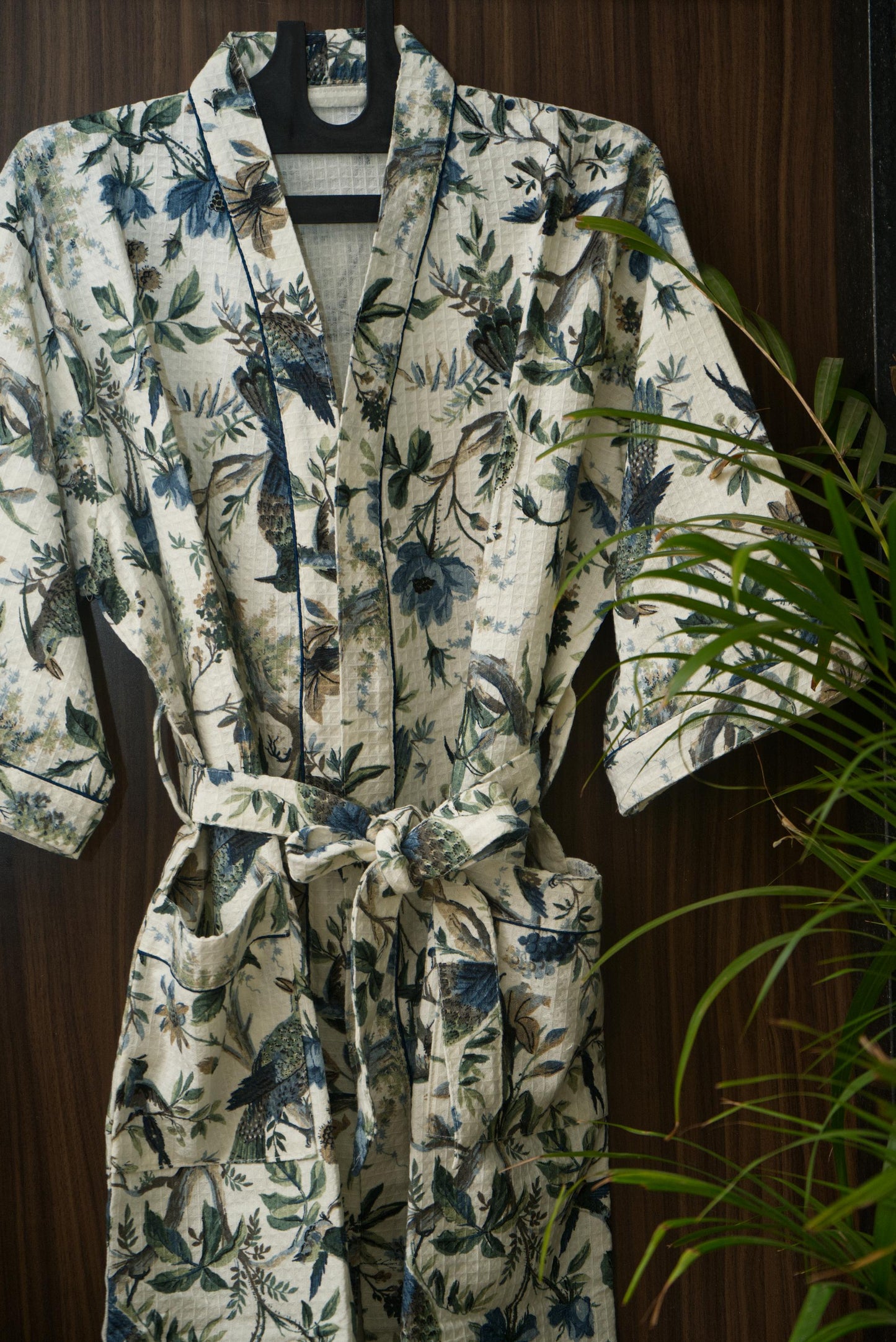 The Blue floral bathrobe