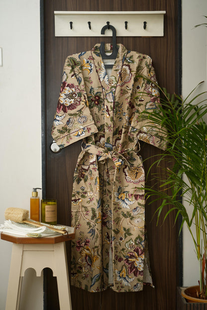 The Beige floral bathrobe