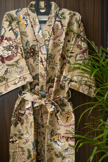 The Beige floral bathrobe