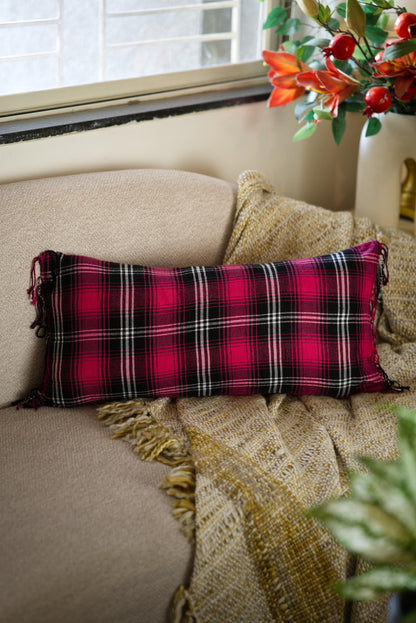 The Hot pink plaid cushion