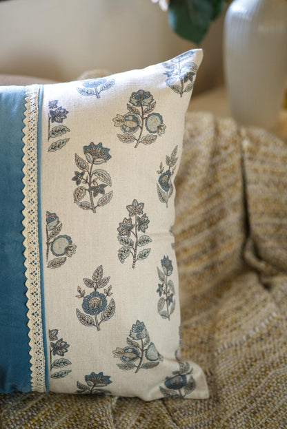 The blue patch cushion
