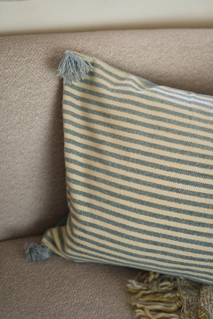 Pale blue lumbar cushion