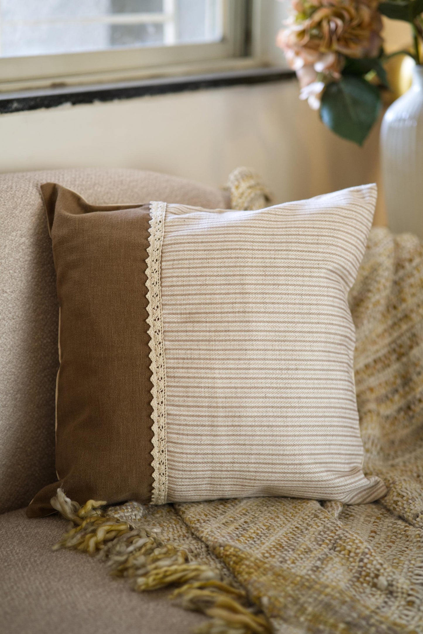 The Stripped patch cushion