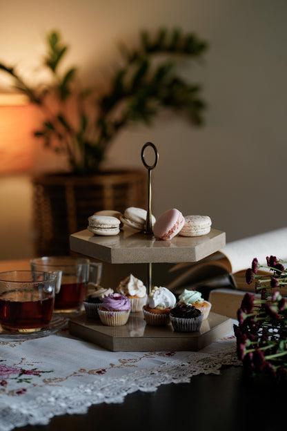 Beige Hexagon Cup Cake stand