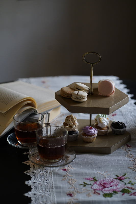 Beige Hexagon Cup Cake stand