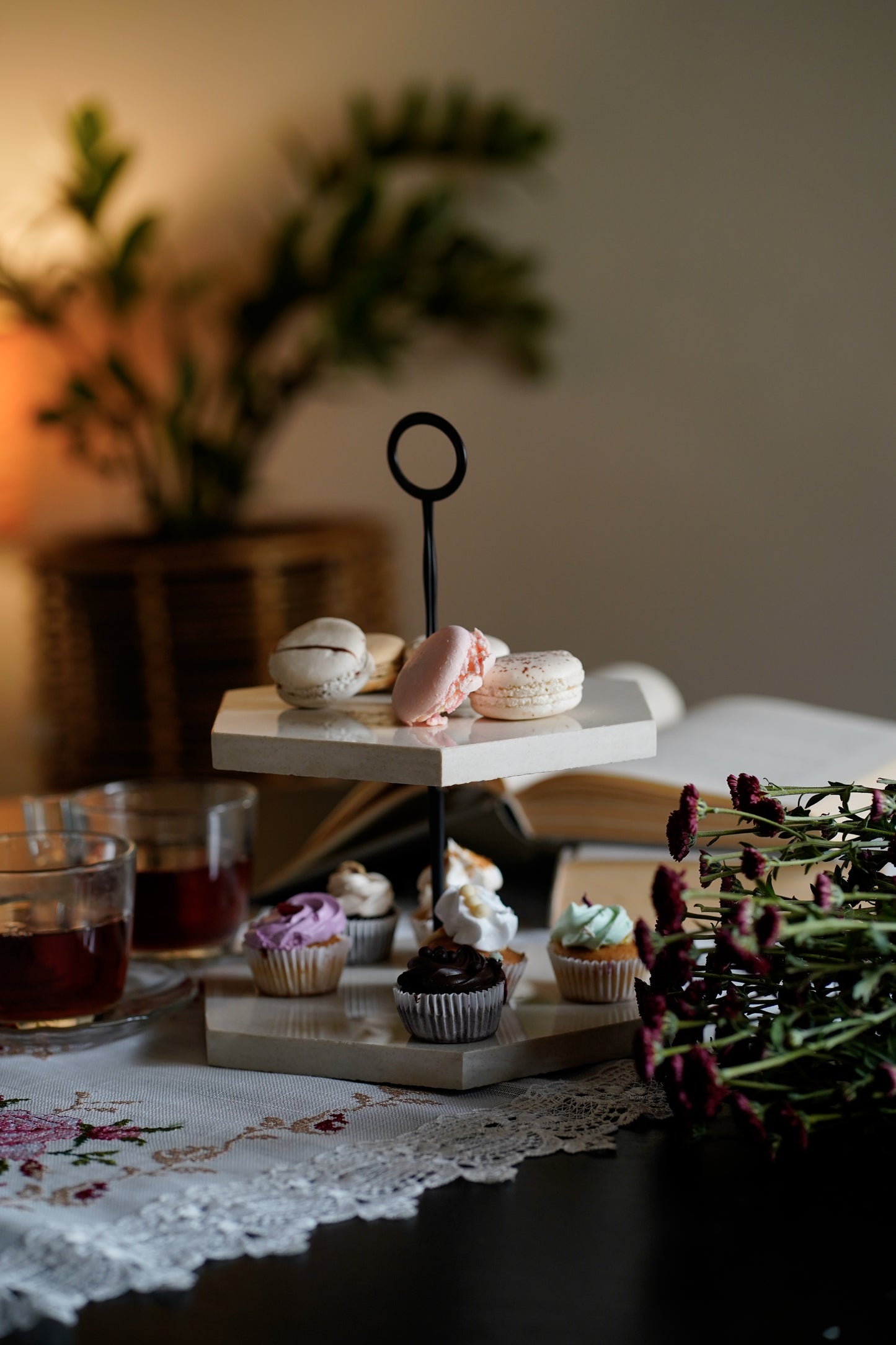 White Hexagon Cup Cake stand